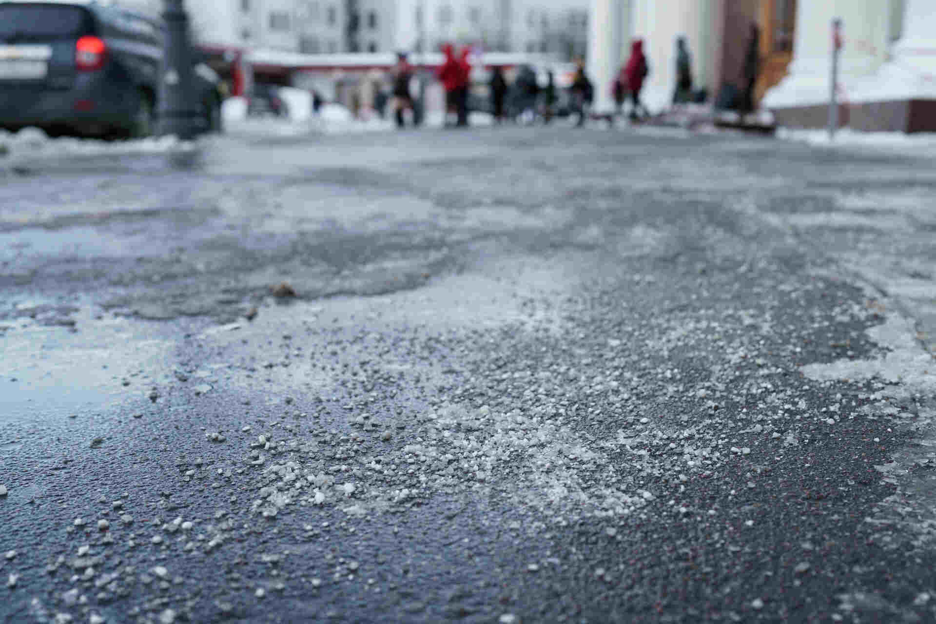 Road salt on a Philadelphia Road